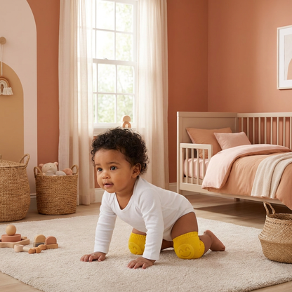 Genouillères pour bébé – Protection antidérapante avec motif visage souriant
