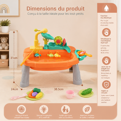Cuisine de jeu pour enfants surélevée et ergonomique avec fonction d’eau électrique