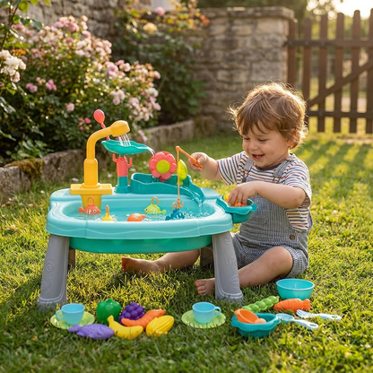 Cuisine de jeu pour enfants surélevée et ergonomique avec fonction d’eau électrique