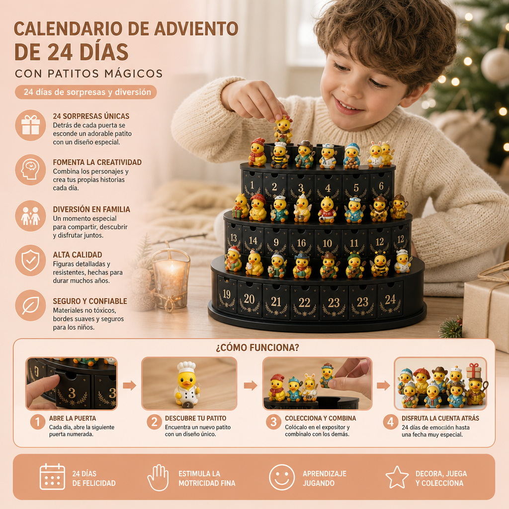 Calendrier de l’Avent de 24 Jours avec Canards Magiques et Mini Figurines à Collectionner