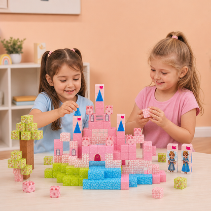 Set de Blocs de Construction Magnétiques Montessori Château de Rêve de Princesse