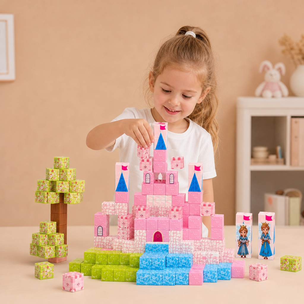 Set de Blocs de Construction Magnétiques Montessori Château de Rêve de Princesse