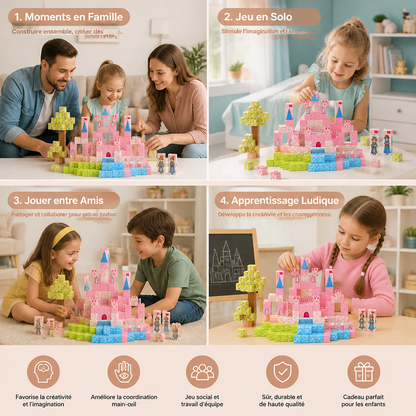 Set de Blocs de Construction Magnétiques Montessori Château de Rêve de Princesse