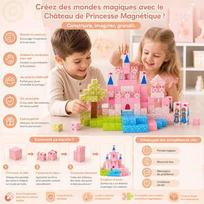 Set de Blocs de Construction Magnétiques Montessori Château de Rêve de Princesse