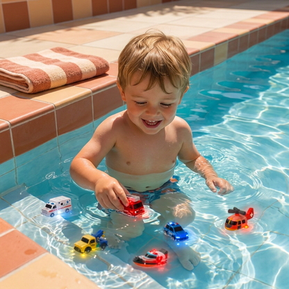 Lot de 6 Jouets de Bain Véhicules d’Urgence à Changement de Couleur pour Bébés et Tout-Petits