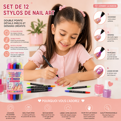 Set de 12 Stylos de Nail Art à Double Pointe – Détails Précis et Designs Créatifs