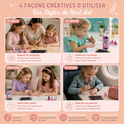 Set de 12 Stylos de Nail Art à Double Pointe – Détails Précis et Designs Créatifs
