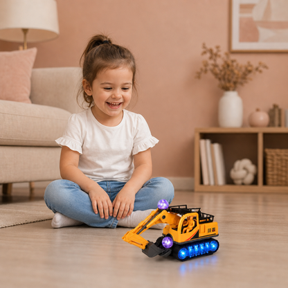 Excavatrice Électrique Pour Enfants Avec Boule Disco, Musique Et Fonction De Changement Automatique De Direction