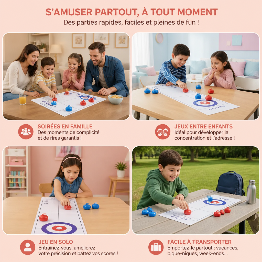 Jeu de Curling de Table Portable – Set de Compétition pour 2 Joueurs