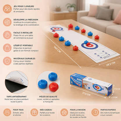 Jeu de Curling de Table Portable – Set de Compétition pour 2 Joueurs