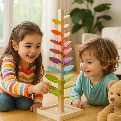 Arbre à boules en bois pour les enfants