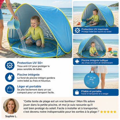Pop-Up Baby Beach Tent avec Piscine Intégrée et Protection UV – Parasol Portable pour Enfants