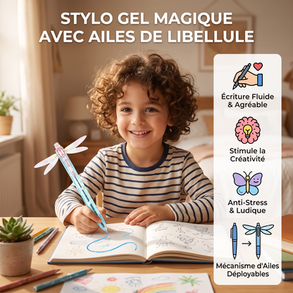 Stylo gel magique avec ailes de libellule