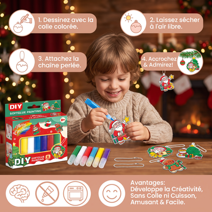 Kit créatif DIY de Noël pour enfants pour décorer des ornements avec de la peinture, sans colle ni cuisson