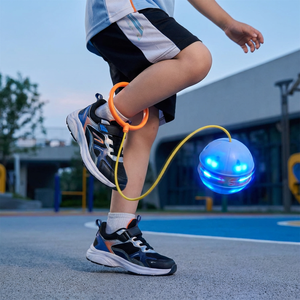 Balle Rebonds LED pour Cheville – Jouet Sautillant Interactif pour Enfants