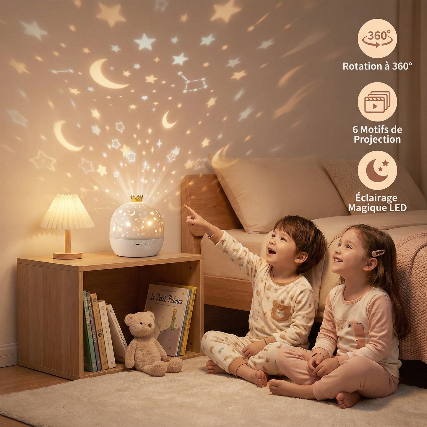 Veilleuse et projecteur 2-en-1 pour enfants