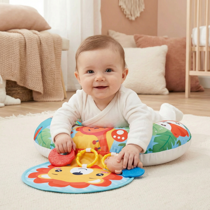 Coussin d'Entraînement pour Bébé pour le Temps Sur le Ventre avec Arche de Jeu – Soutient le Développement Sensoriel et la Croissance Précoce