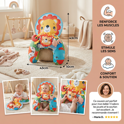 Coussin d'Entraînement pour Bébé pour le Temps Sur le Ventre avec Arche de Jeu – Soutient le Développement Sensoriel et la Croissance Précoce