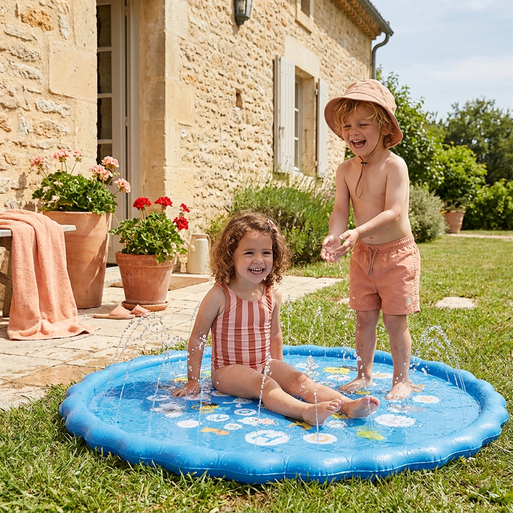 Tapis Aquatique Gonflable pour Enfants avec Aspersoir – Tapis de Jeu Aquatique Extérieur pour Jardin et Plage