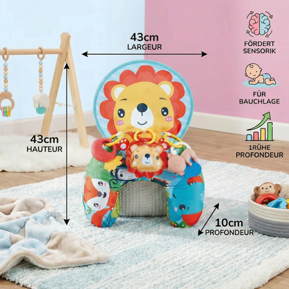 Coussin d'Entraînement pour Bébé pour le Temps Sur le Ventre avec Arche de Jeu – Soutient le Développement Sensoriel et la Croissance Précoce