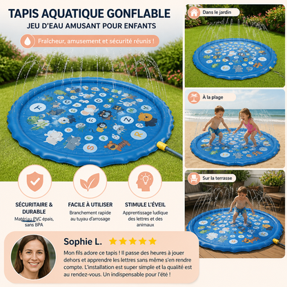 Tapis Aquatique Gonflable pour Enfants avec Aspersoir – Tapis de Jeu Aquatique Extérieur pour Jardin et Plage