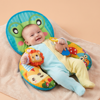 Coussin d'Entraînement pour Bébé pour le Temps Sur le Ventre avec Arche de Jeu – Soutient le Développement Sensoriel et la Croissance Précoce