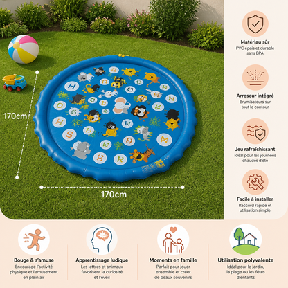 Tapis Aquatique Gonflable pour Enfants avec Aspersoir – Tapis de Jeu Aquatique Extérieur pour Jardin et Plage