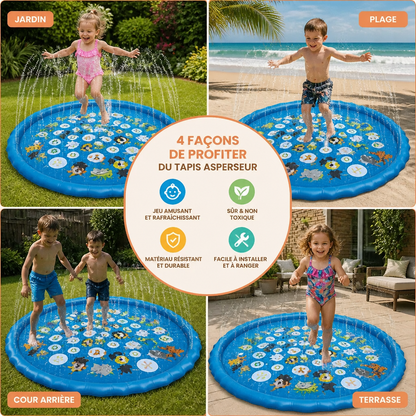 Tapis Aquatique Gonflable pour Enfants avec Aspersoir – Tapis de Jeu Aquatique Extérieur pour Jardin et Plage