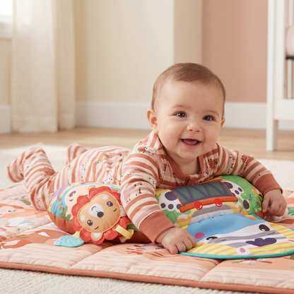 Coussin d'Entraînement pour Bébé pour le Temps Sur le Ventre avec Arche de Jeu – Soutient le Développement Sensoriel et la Croissance Précoce
