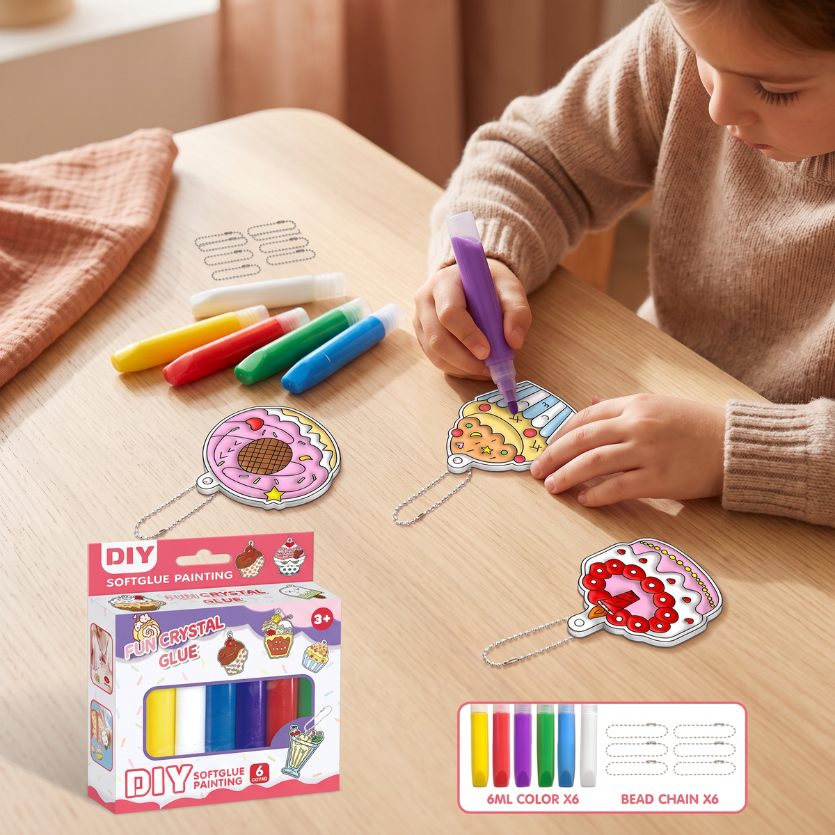 Kit créatif DIY de Noël pour enfants pour décorer des ornements avec de la peinture, sans colle ni cuisson
