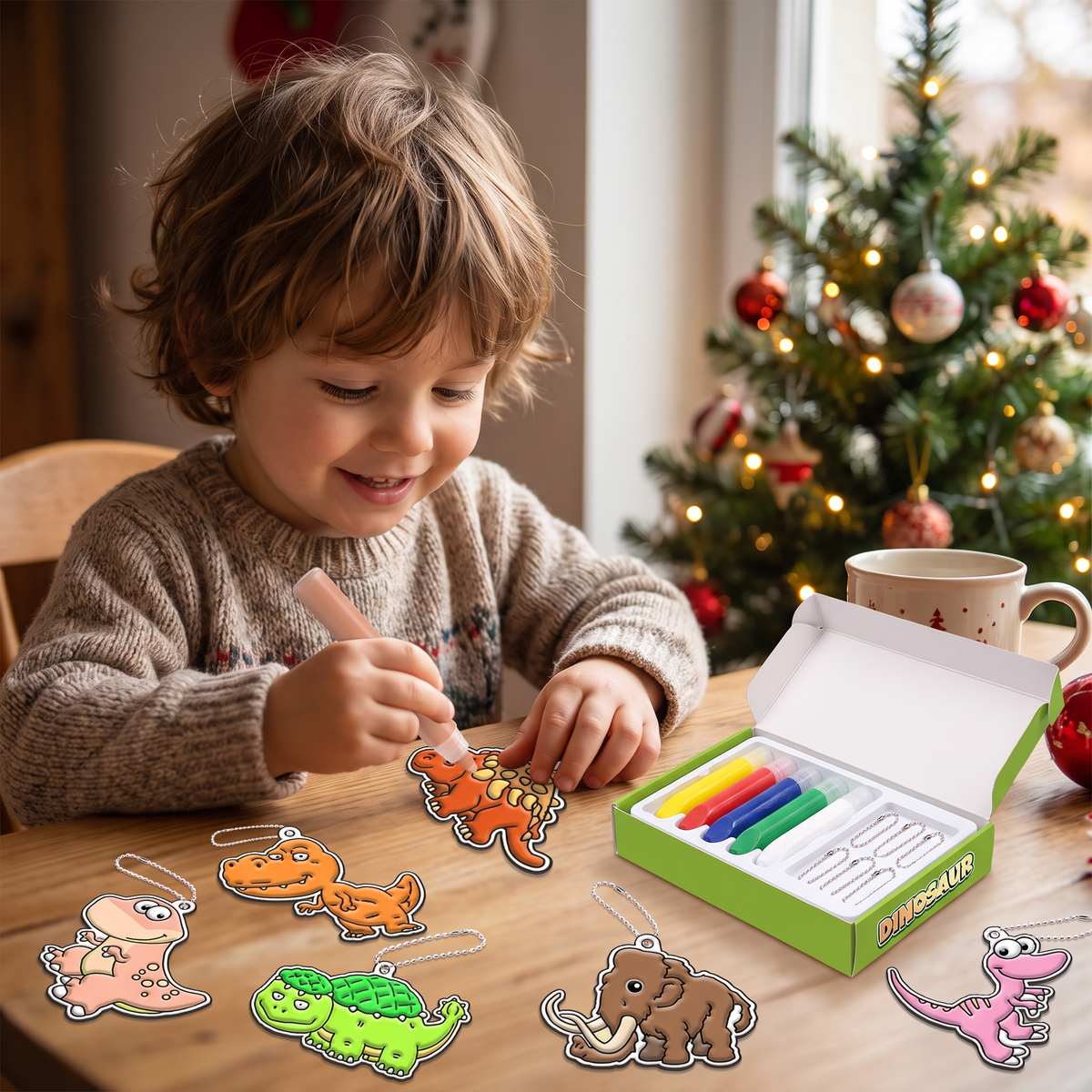 Kit créatif DIY de Noël pour enfants pour décorer des ornements avec de la peinture, sans colle ni cuisson