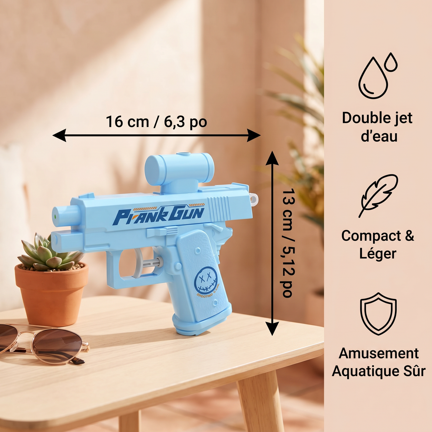 Pistolet à eau à double face pour enfants – Mini jouet aquatique amusant