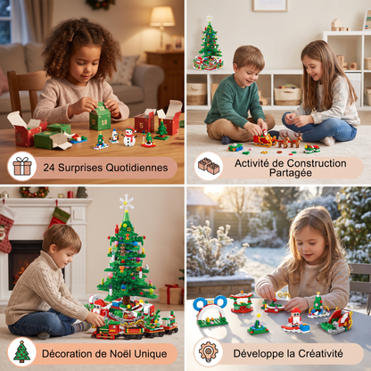 Calendrier de l’Avent avec Blocs de Construction en Forme de Sapin de Noël pour Enfants