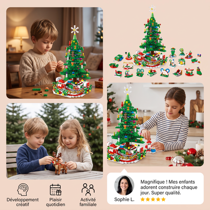 Calendrier de l’Avent avec Blocs de Construction en Forme de Sapin de Noël pour Enfants