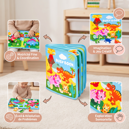 Livre d’Activités Montessori 8-en-1 en Forme de Dinosaure pour Tout-Petits
