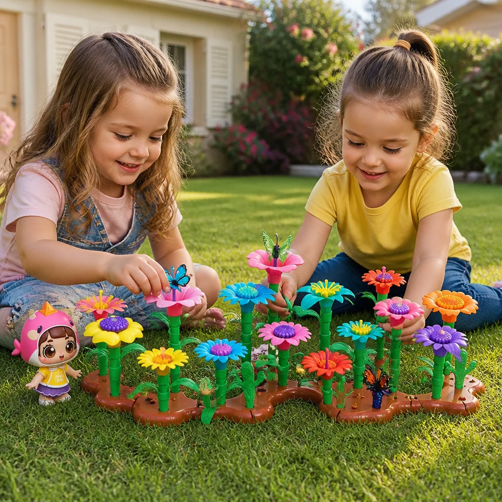 Jeu d’assemblage jardin de fleurs pour enfants – jouet créatif de plantation et d’apprentissage pour petits jardiniers