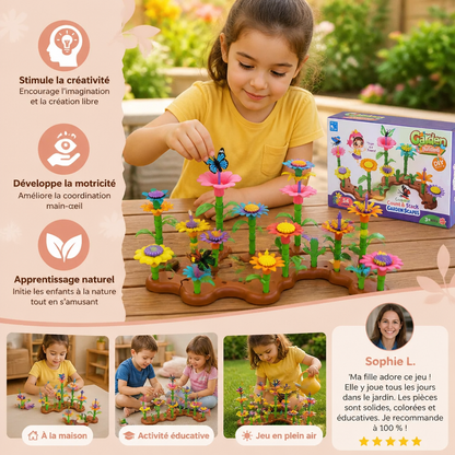 Jeu d’assemblage jardin de fleurs pour enfants – jouet créatif de plantation et d’apprentissage pour petits jardiniers