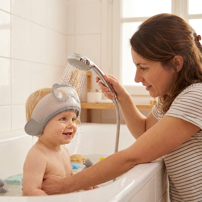 Visière de bain réglable pour bébé avec protection à 360° des yeux et des oreilles contre l’eau et le shampoing