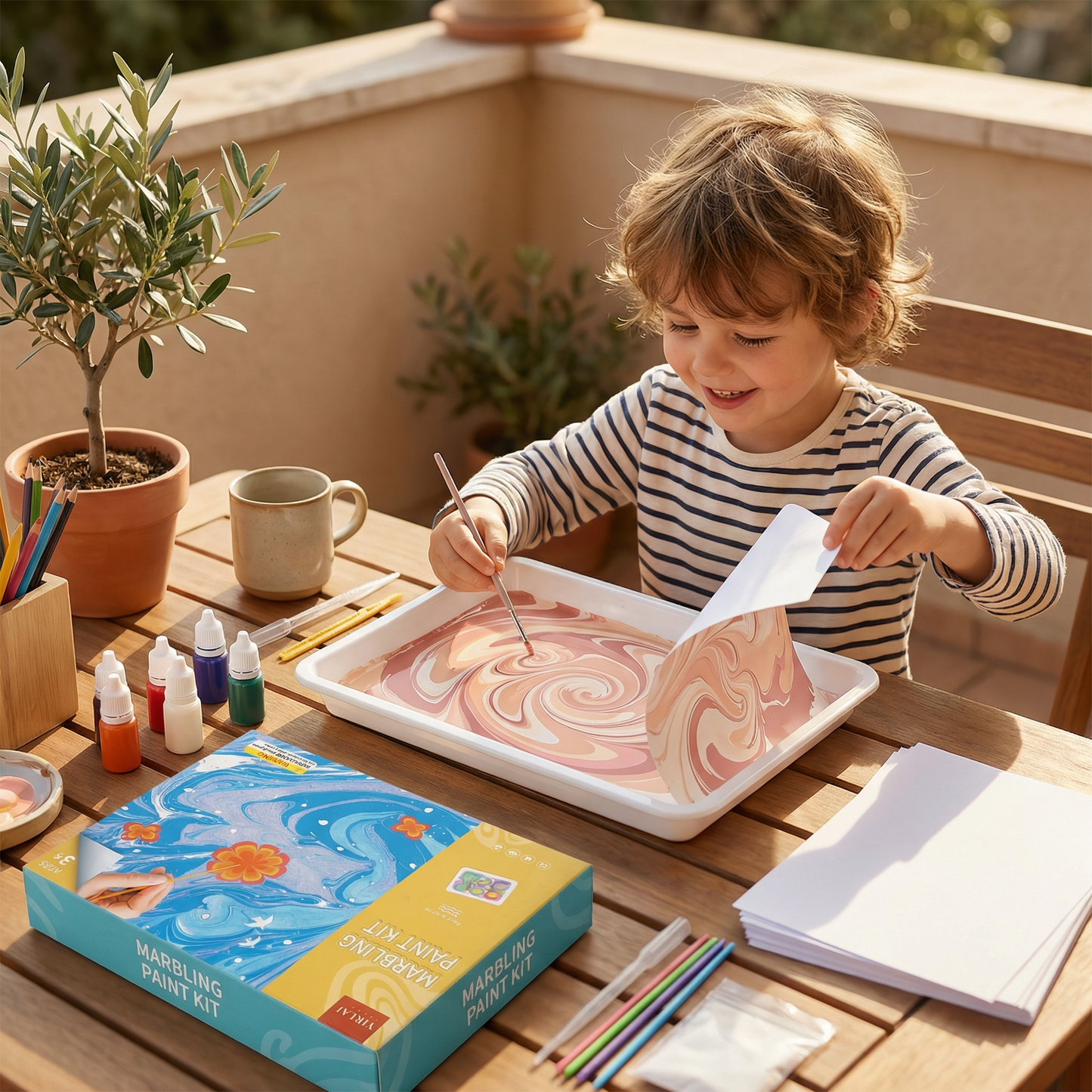 Coffret créatif de peinture à l’eau effet marbre