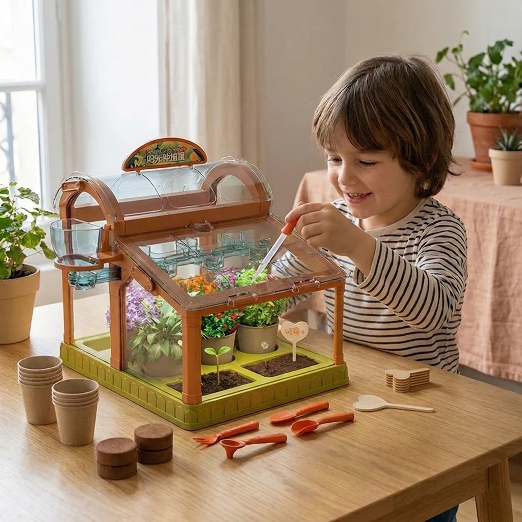 Serre LED pour enfants en acrylique – Kit de culture intérieur pour apprentissage ludique et croissance des plantes