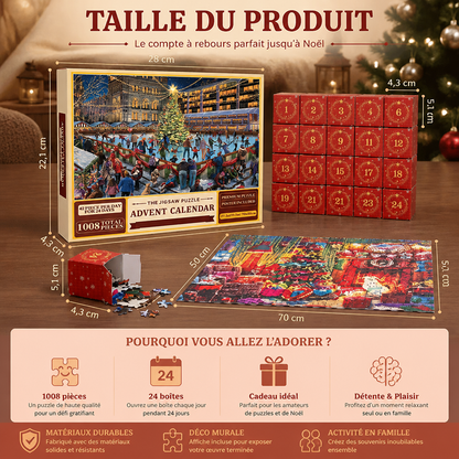 Calendrier de l’Avent Puzzle de Noël – Set de Puzzle de 1008 Pièces pour 24 Jours
