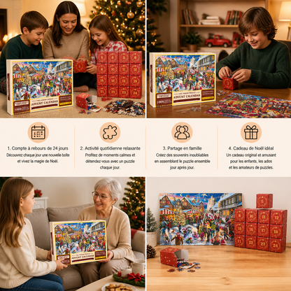 Calendrier de l’Avent Puzzle de Noël – Set de Puzzle de 1008 Pièces pour 24 Jours