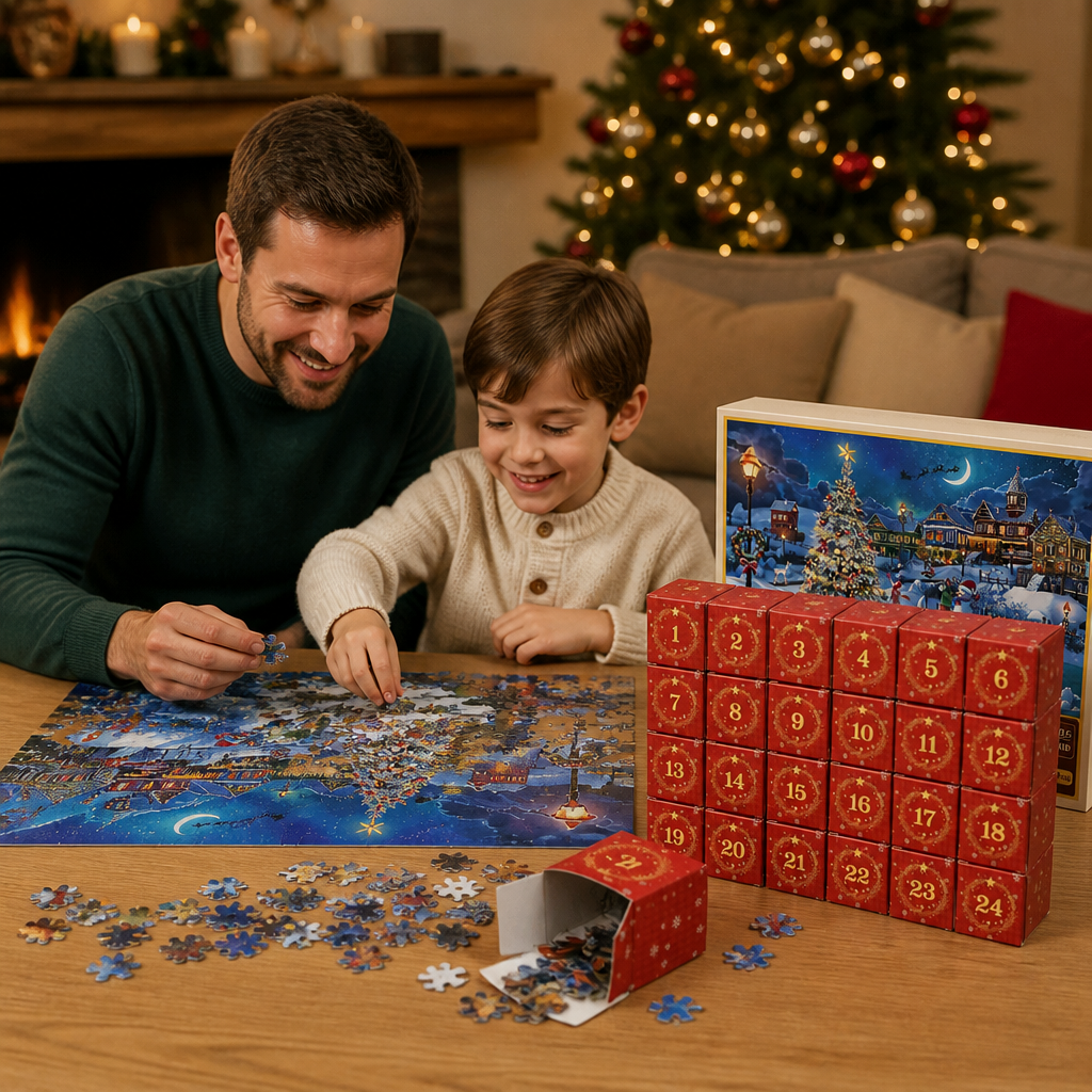 Calendrier de l’Avent Puzzle de Noël – Set de Puzzle de 1008 Pièces pour 24 Jours