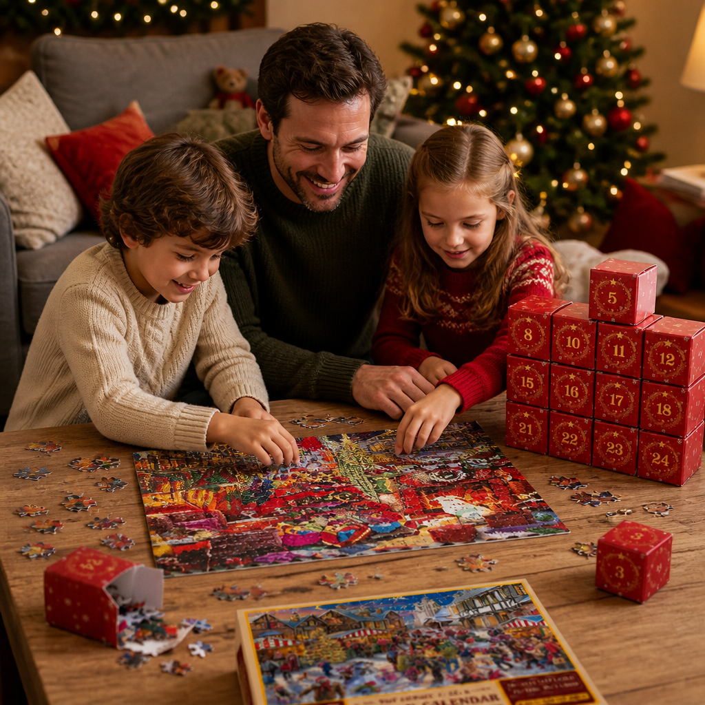 Calendrier de l’Avent Puzzle de Noël – Set de Puzzle de 1008 Pièces pour 24 Jours