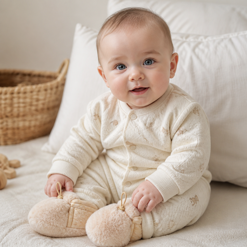 Chaussons pour Bébé Chauds et Confortables en Coton Doublés de Polaire avec Semelles Souples