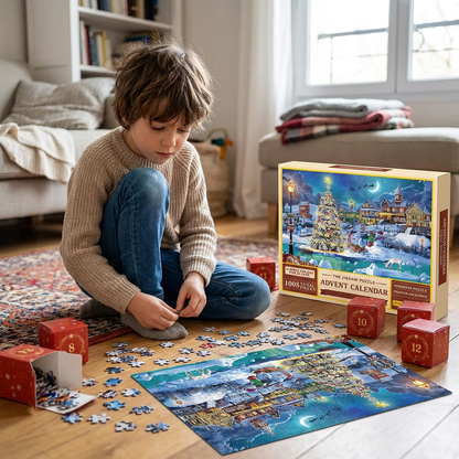 Calendrier de l’Avent Puzzle de Noël – Set de Puzzle de 1008 Pièces pour 24 Jours