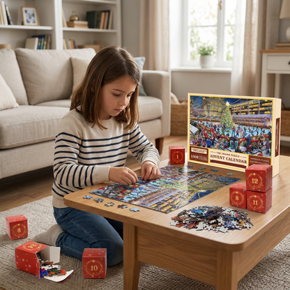 Calendrier de l’Avent Puzzle de Noël – Set de Puzzle de 1008 Pièces pour 24 Jours