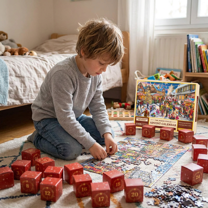 Calendrier de l’Avent Puzzle de Noël – Set de Puzzle de 1008 Pièces pour 24 Jours