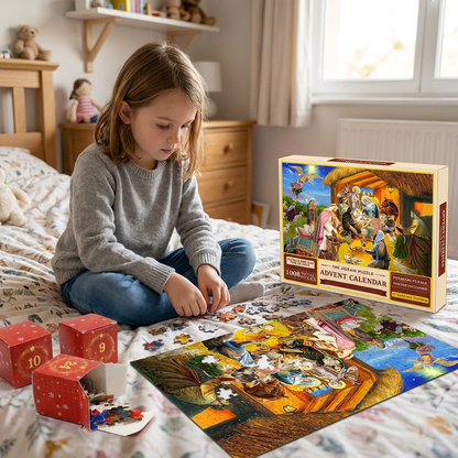 Calendrier de l’Avent Puzzle de Noël – Set de Puzzle de 1008 Pièces pour 24 Jours