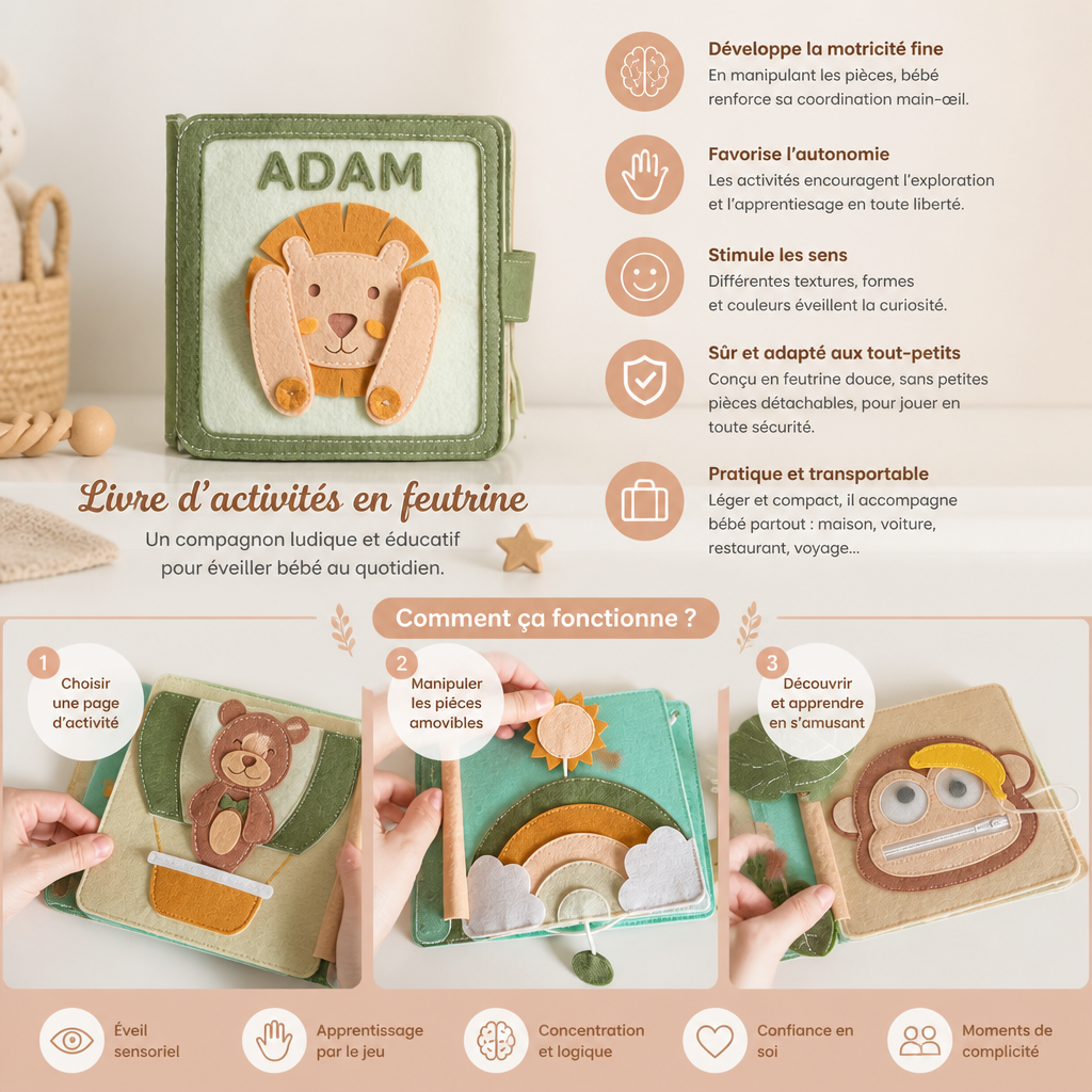 Livre En Feutrine Personnalisé Pour Enfants